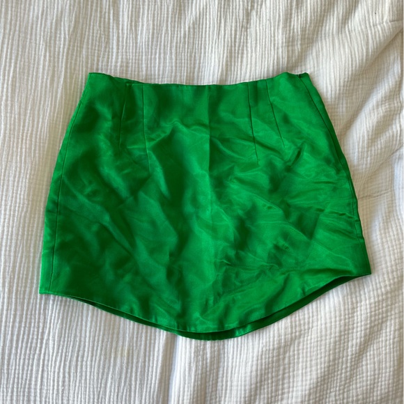 Zara Skirts Zara Green Satin Mini Skirt Poshmark